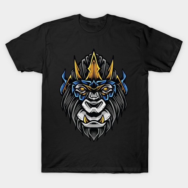 ornament gorilla head T-Shirt by mrasyidkvec